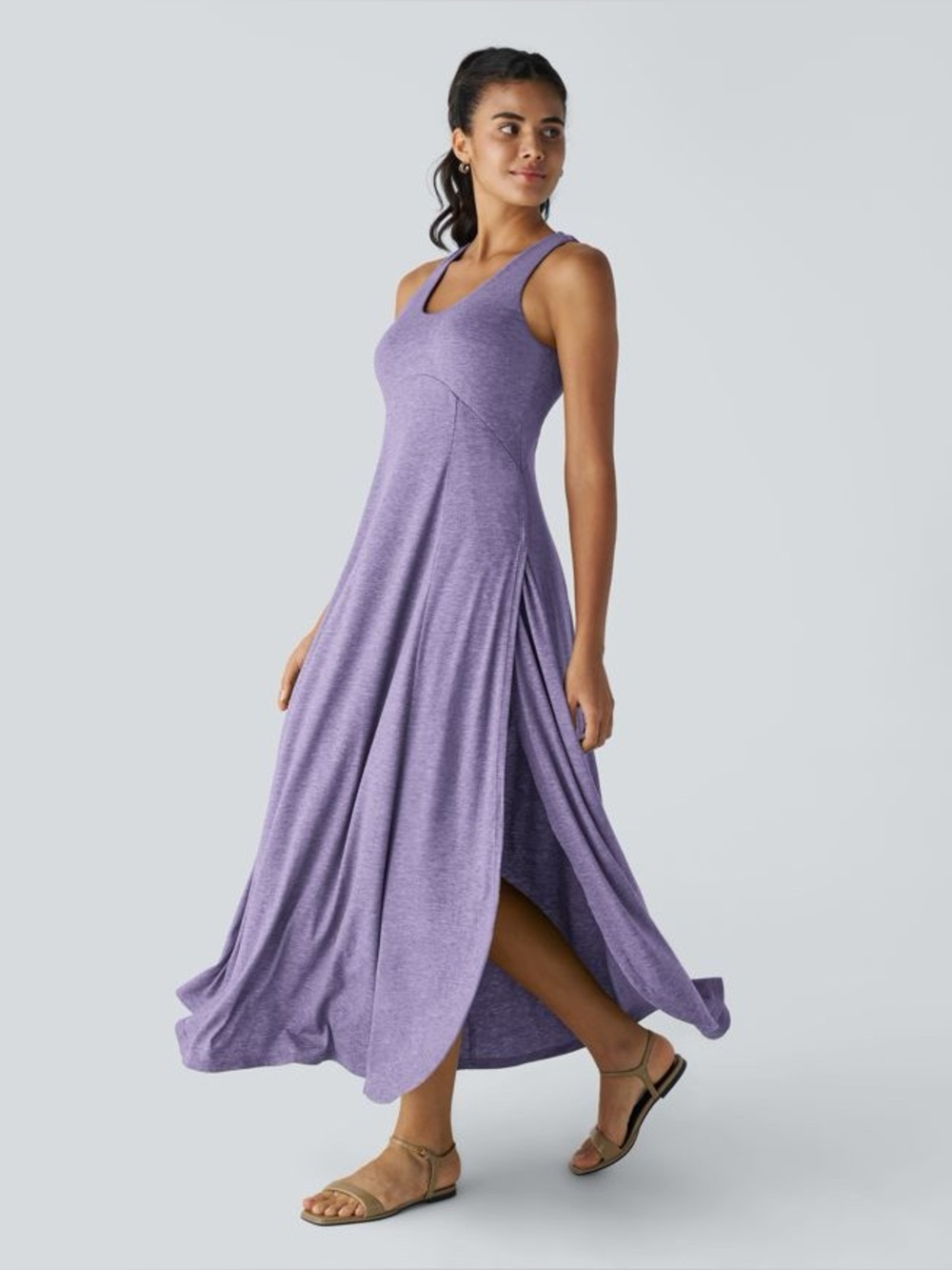 Halara U Neck Glowy Maxi Tank Dress, in Light Purple, XL (16), NWT